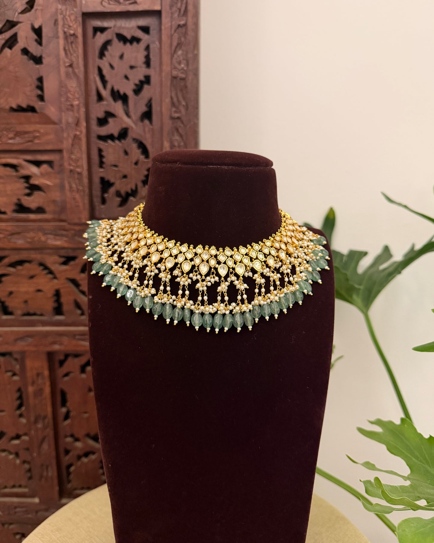 Peacock Kundan Bridal Necklace Set with Matching Earrings & Tikka  | NC682