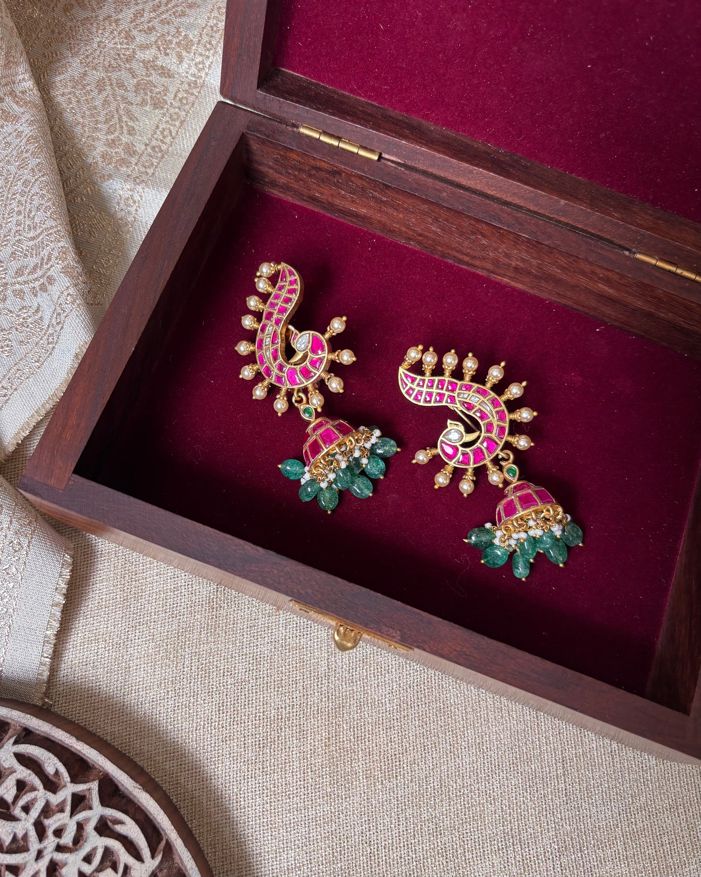 Jadau Kundan Peacock Jhumkas | ER041