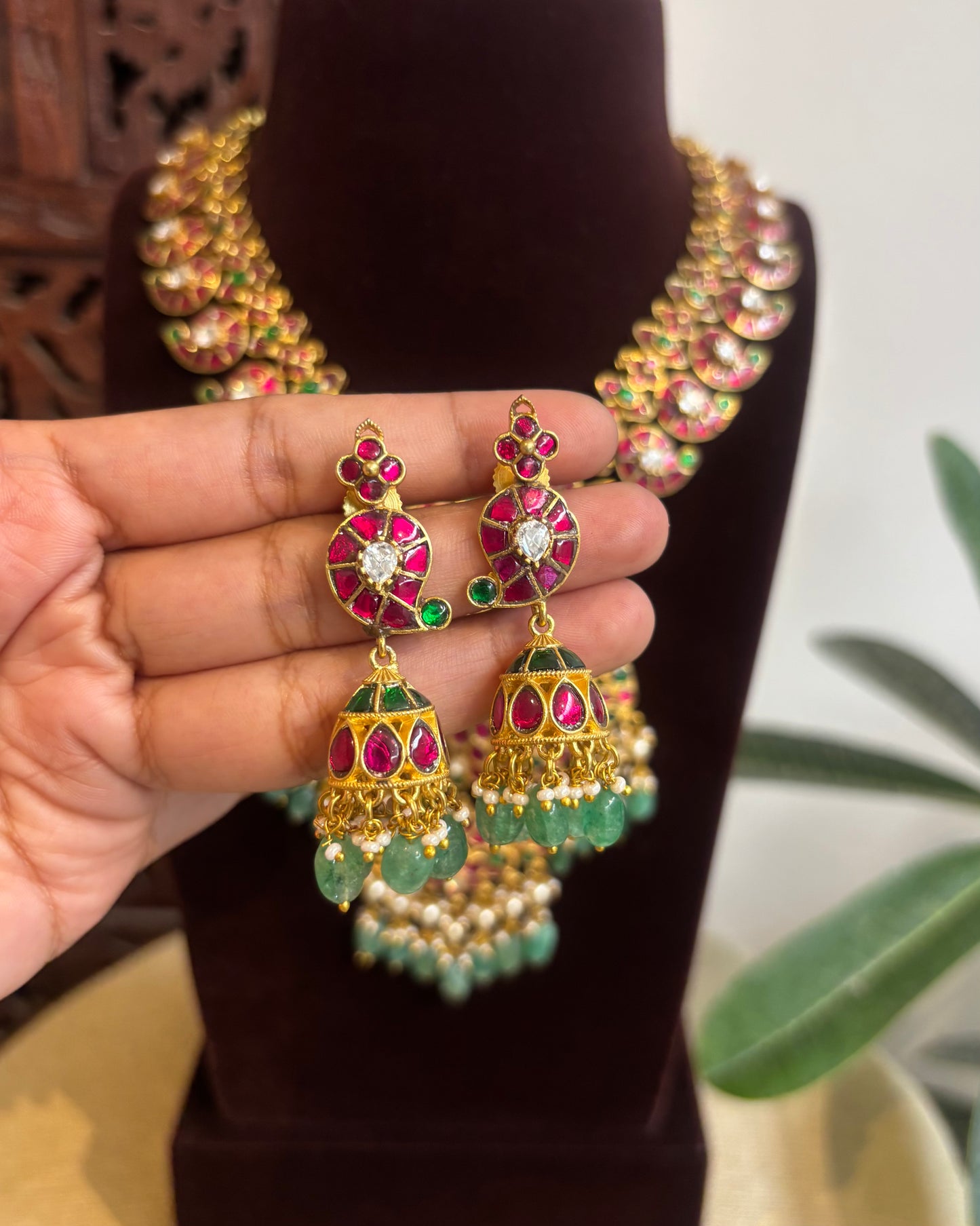 Mossanite Kundan Mango Lakshmi Necklace – Contemporary Design | NC490