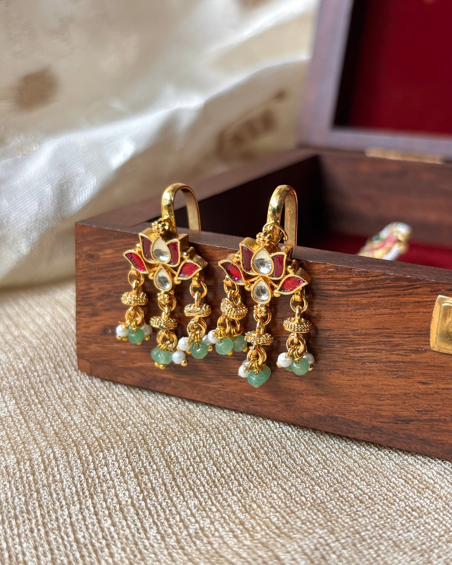 Lotus Multicolor Jadau Kundan Hair Pins (Set of 2) | HA143