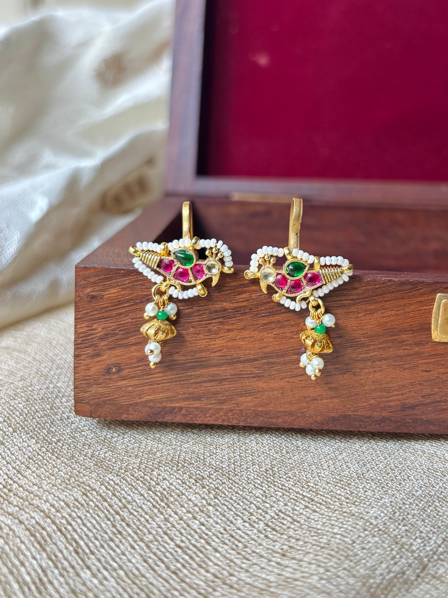 Parrot Multicolor Jadau Kundan Hair Pins (Set of 2) | HA146