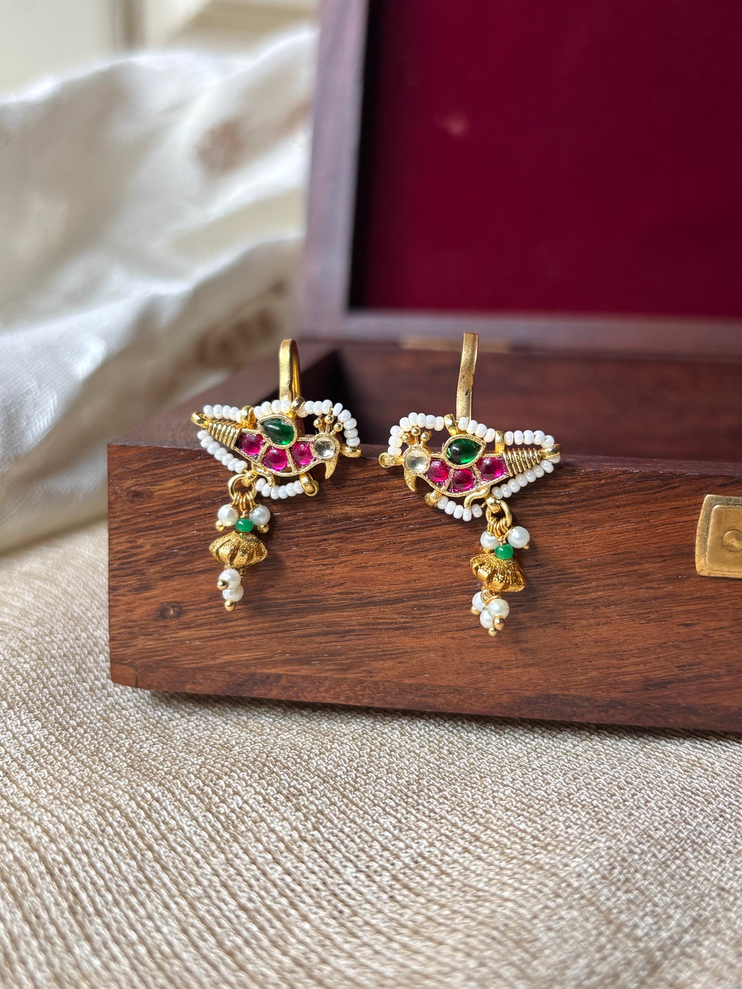 Parrot Multicolor Jadau Kundan Hair Pins (Set of 2) | HA146