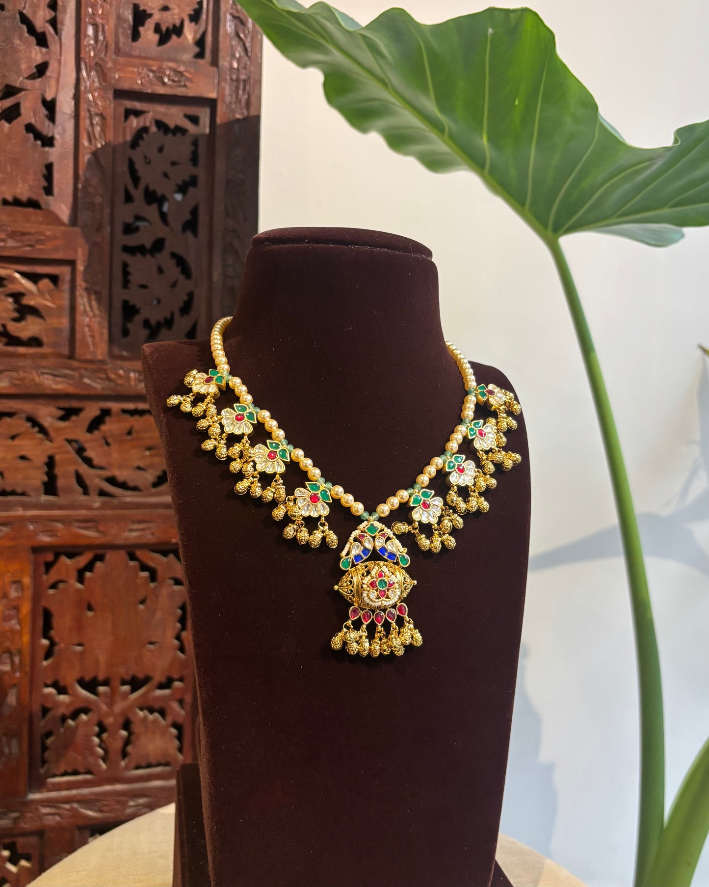 The Mayura Bloom – Mid-Length Pearl & Peacock Set | NC257