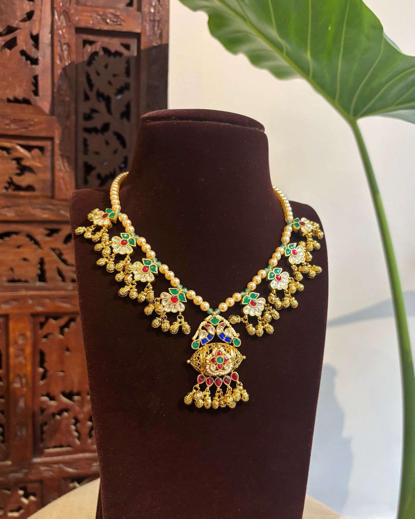 The Mayura Bloom – Mid-Length Pearl & Peacock Set | NC257