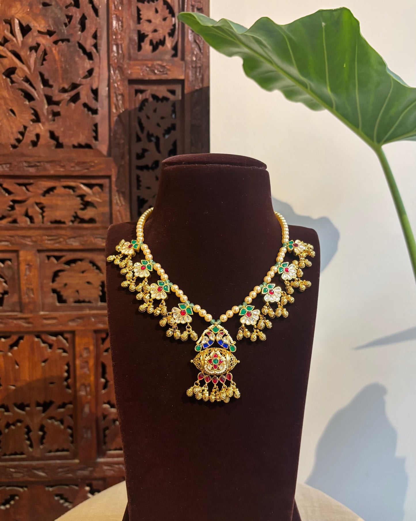 The Mayura Bloom – Mid-Length Pearl & Peacock Set | NC257