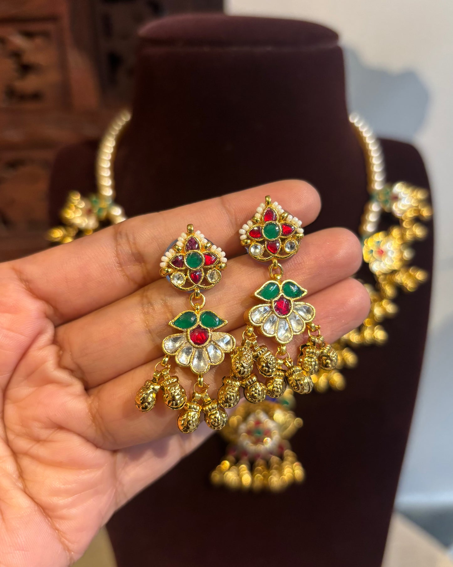 The Mayura Bloom – Mid-Length Pearl & Peacock Set | NC257