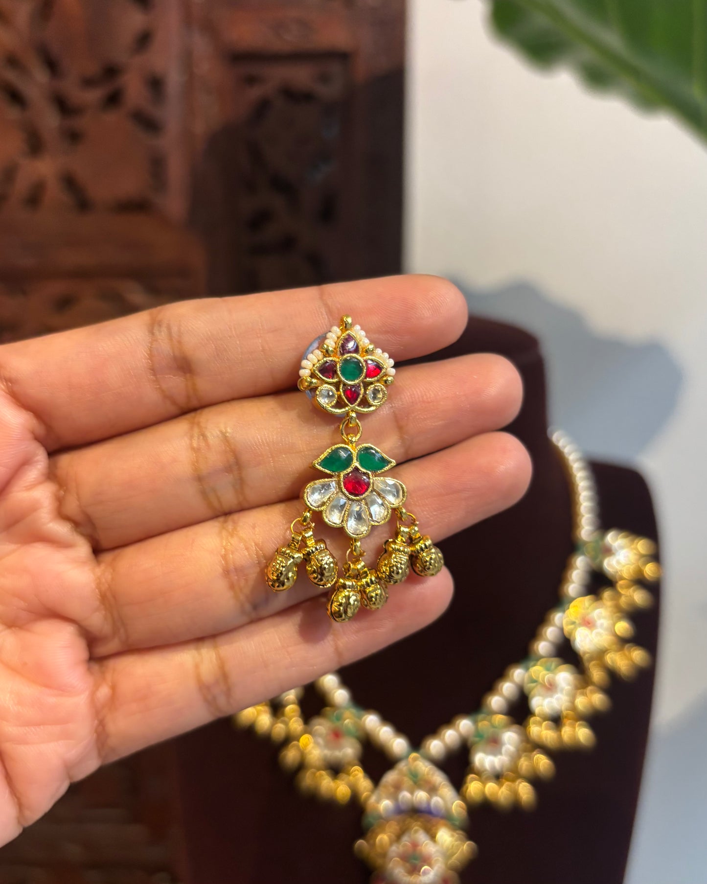 The Mayura Bloom – Mid-Length Pearl & Peacock Set | NC257