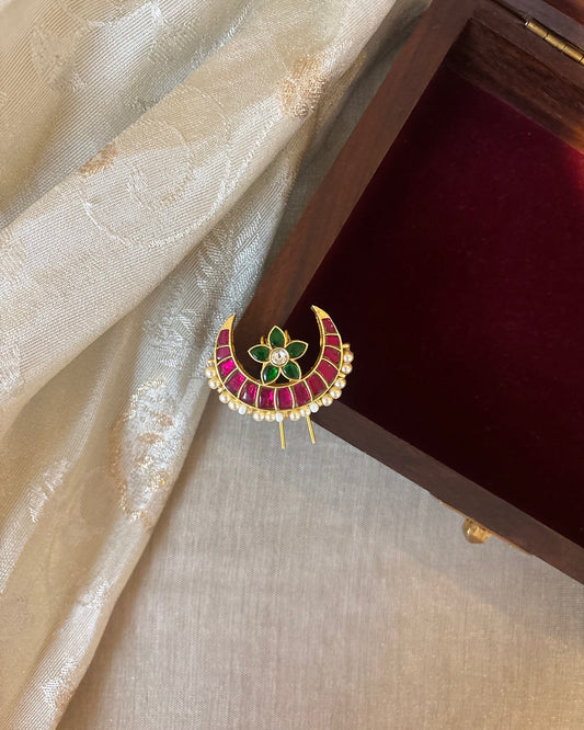 Multicolor Handcrafted Jadau Kundan Hair Pin | HA298