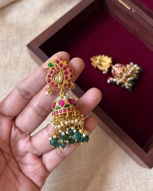 Jadau Kundan Peacock Jhumkas | ER057
