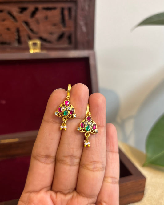 Multicolor Floral Gold-Finish Jadau Bugadi | ER256