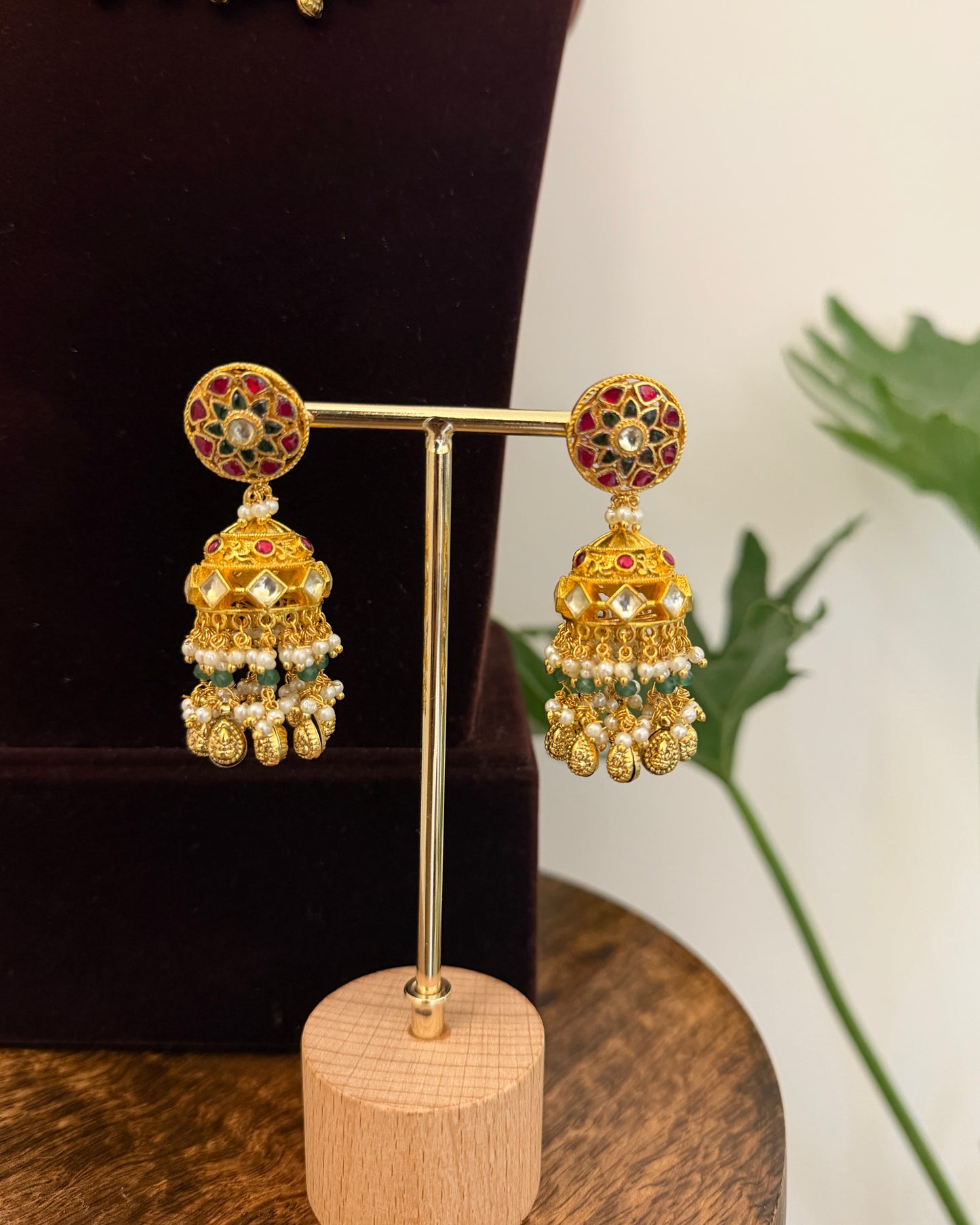 Multicolor Floral Jadau Kundan Necklace Set with Earrings | NC684