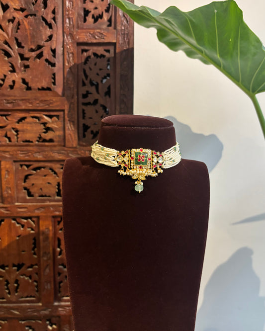 The Tri-Chrome Bloom – Statement Pearl Choker | Varna Edit | NC259