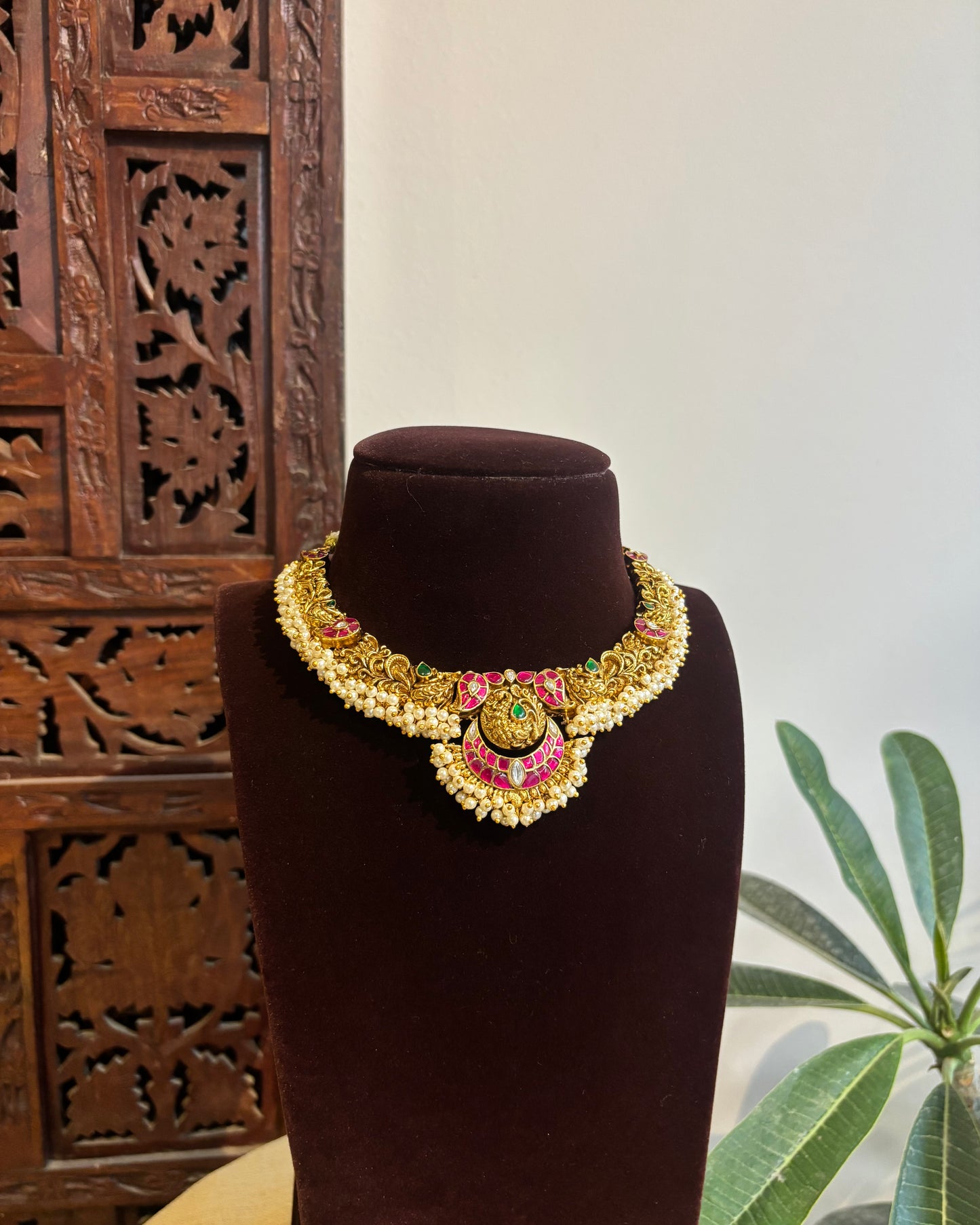 Bloom Floral Kanti Necklace Set – Statement Style with Matching Earrings | NC489