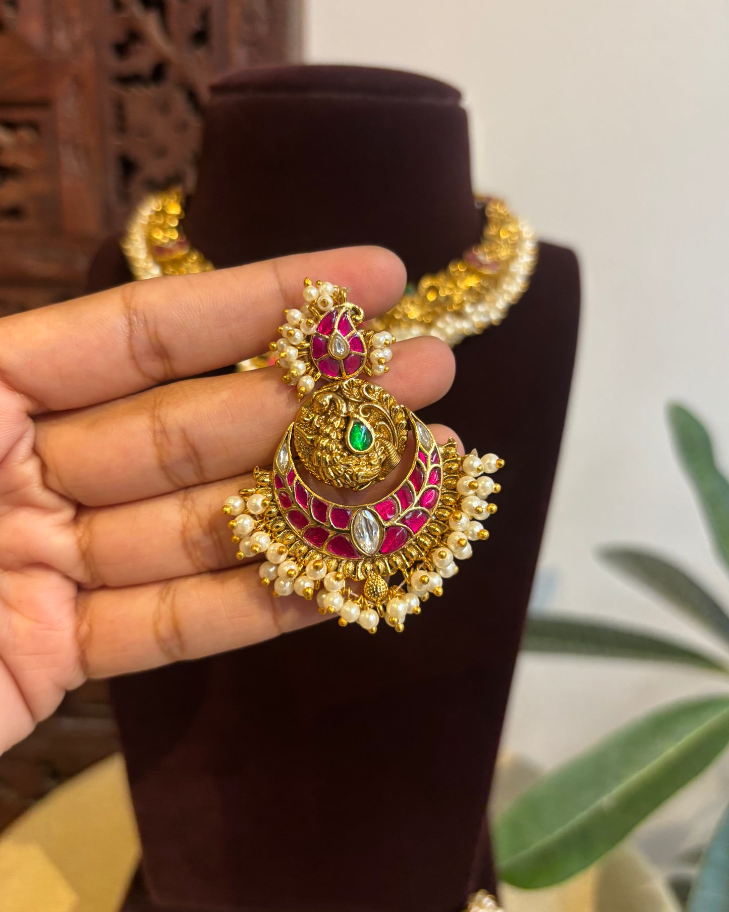 Bloom Floral Kanti Necklace Set – Statement Style with Matching Earrings | NC489