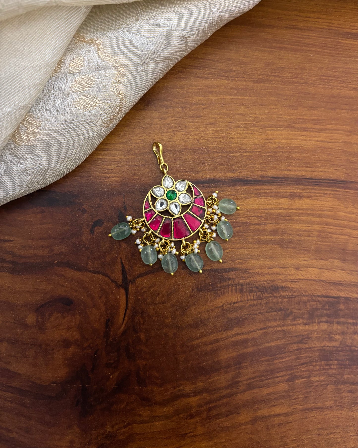 Floral Peacock Jadau Kundan Maang Tikka | MT123