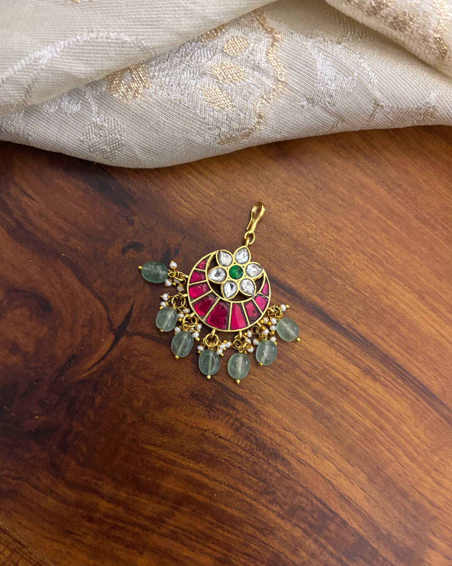 Floral Peacock Jadau Kundan Maang Tikka | MT123