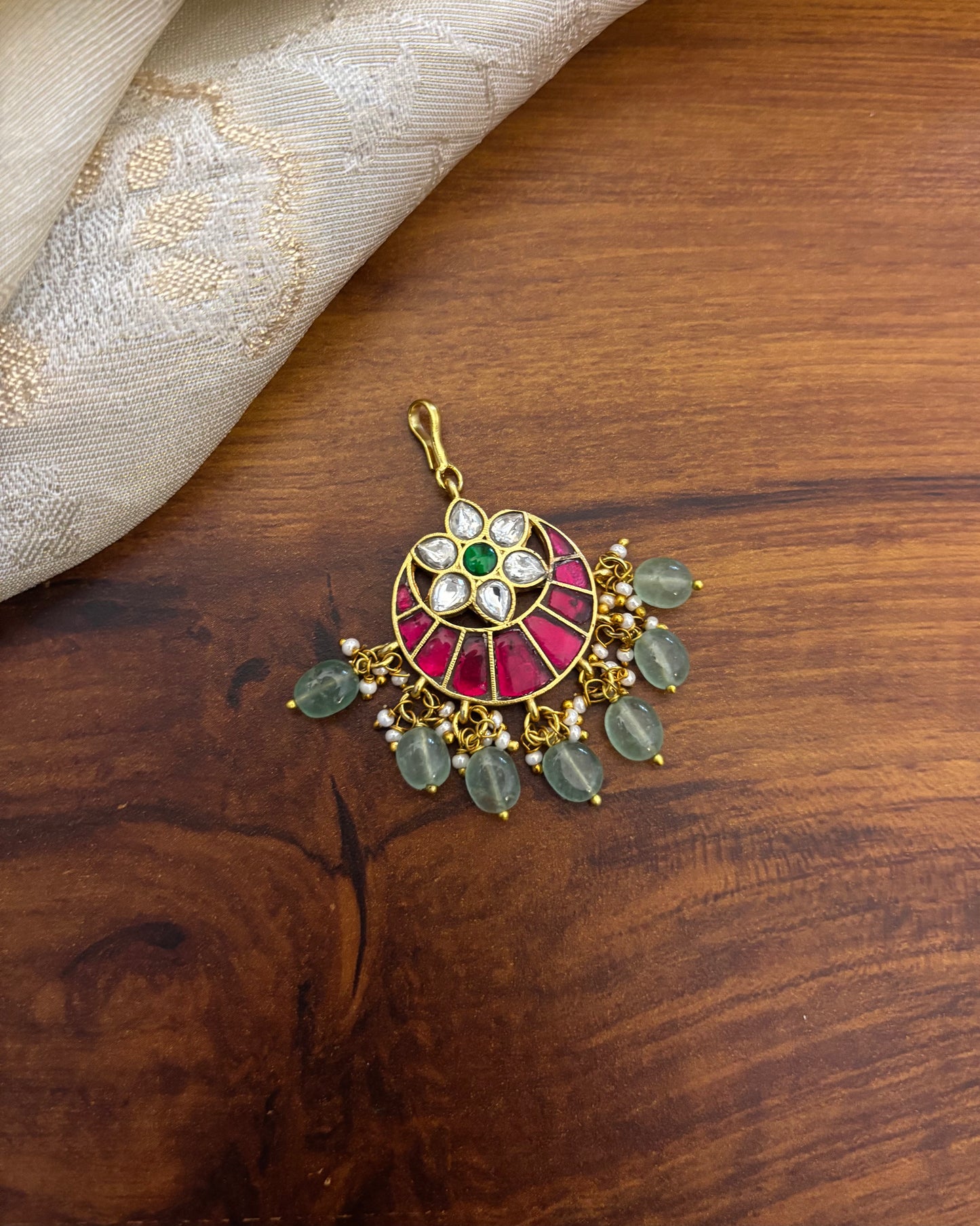 Floral Peacock Jadau Kundan Maang Tikka | MT123