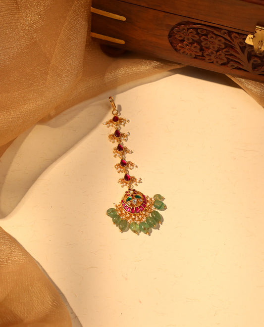 Jadau Kundan Floral Maang Tikka