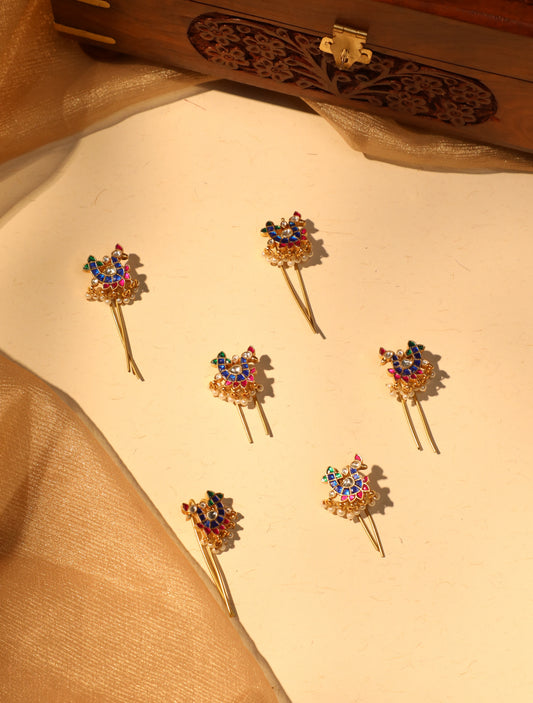 Royal Blue Statement Peacock Hair Pendants for Bridal Braids