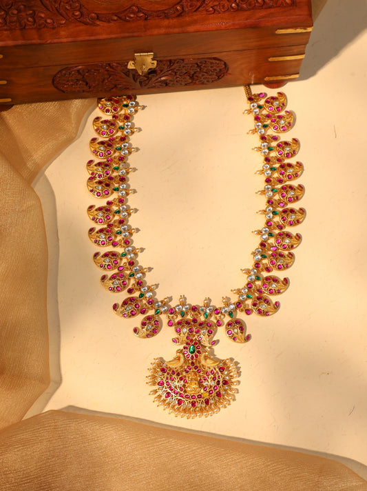 Jadau Kundan Mango Haram with Detachable Pendant – Gold Plated Statement | NC030