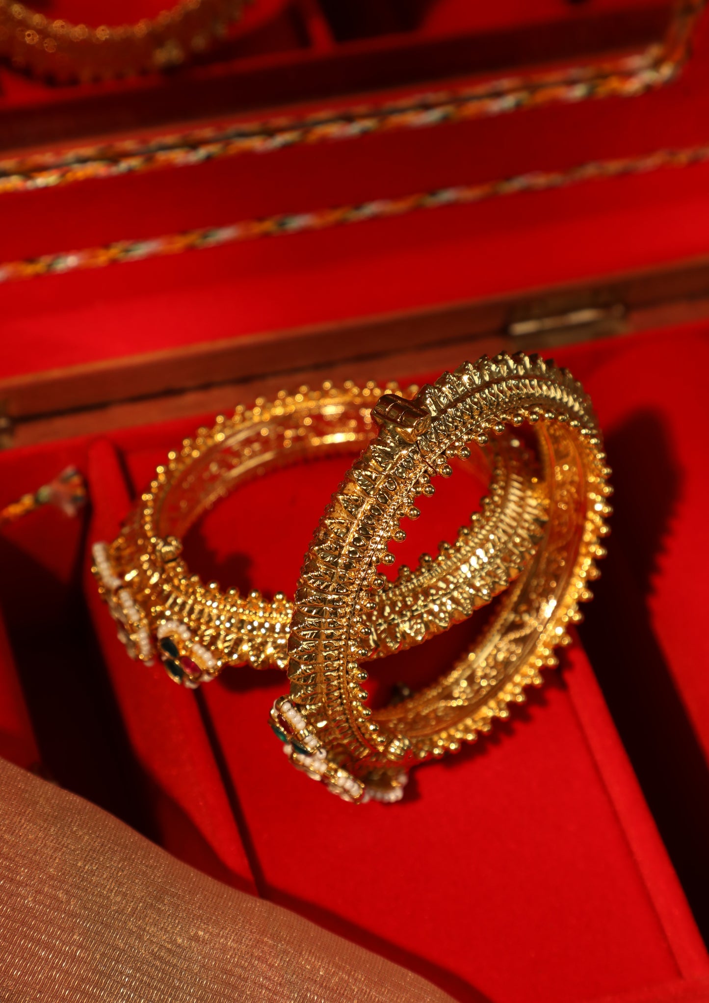 Jadau Kundan Gold Plated Kada Bangles with Multicolor Floral Pendant | BA006