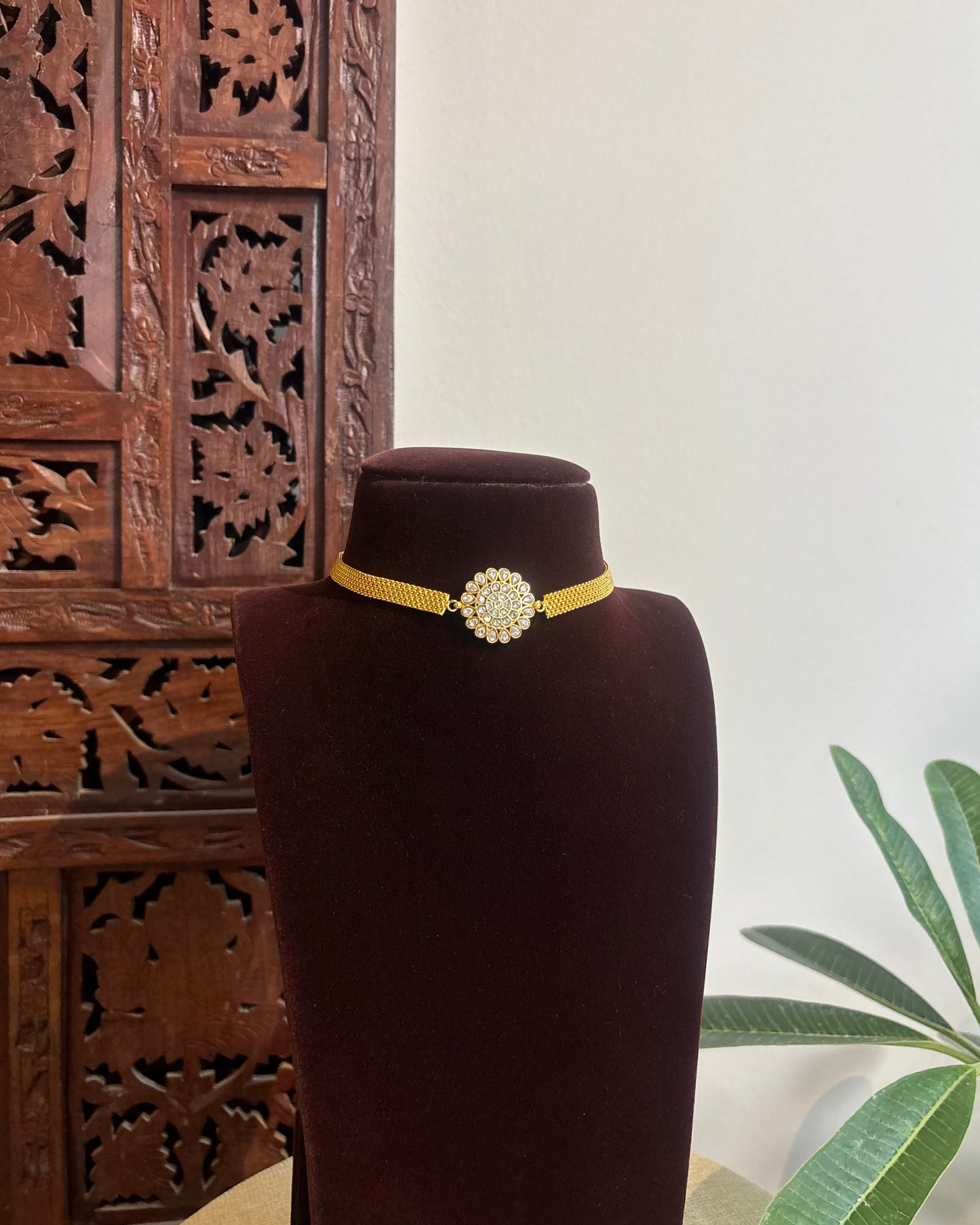 2 in 1 Kundan Chain Choker Floral Design | Handmade Gold Plated | NC487