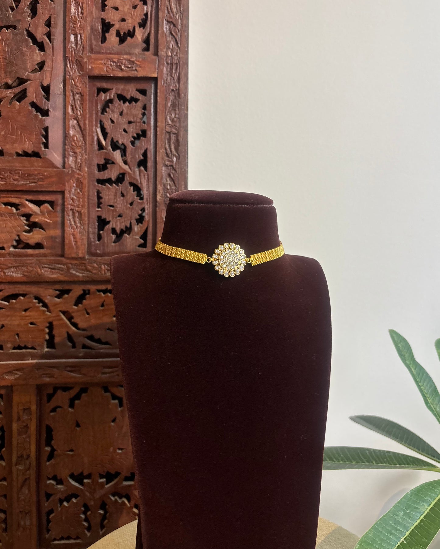 2 in 1 Kundan Chain Choker Floral Design | Handmade Gold Plated | NC487