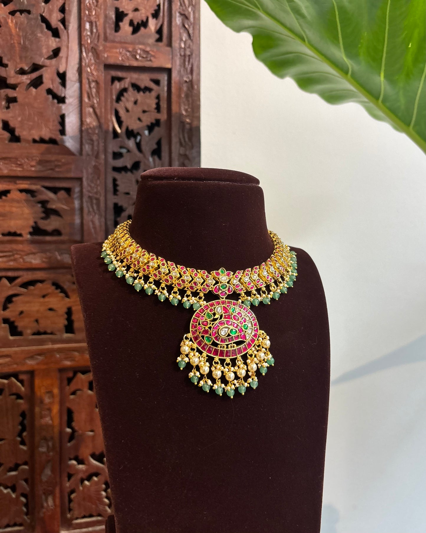 Jadau Kundan Peacock Attigai Necklace | NC265