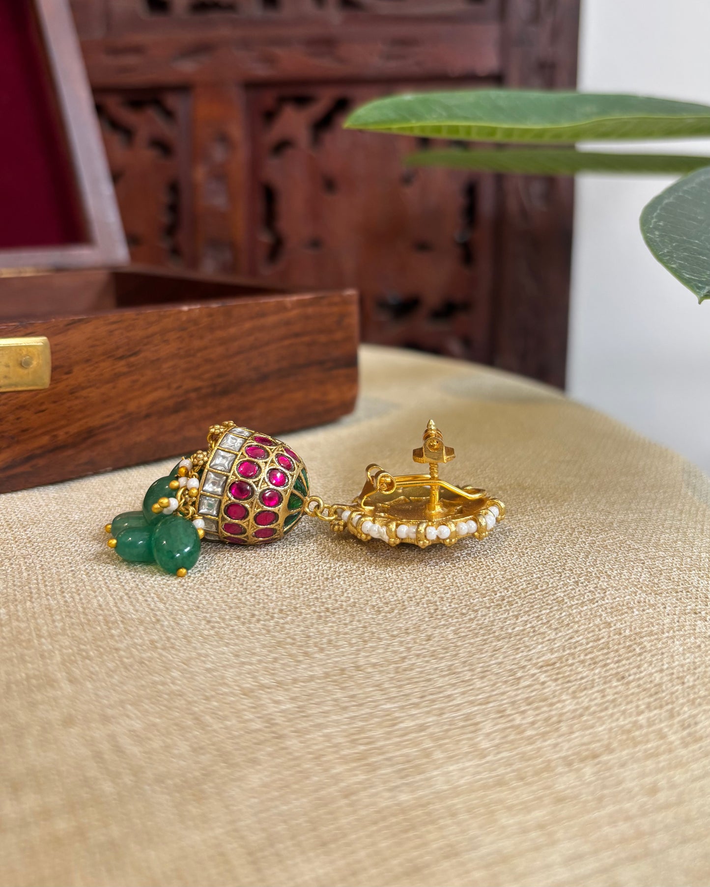 Multicolor Floral Jadau Kundan Jhumkas | ER306