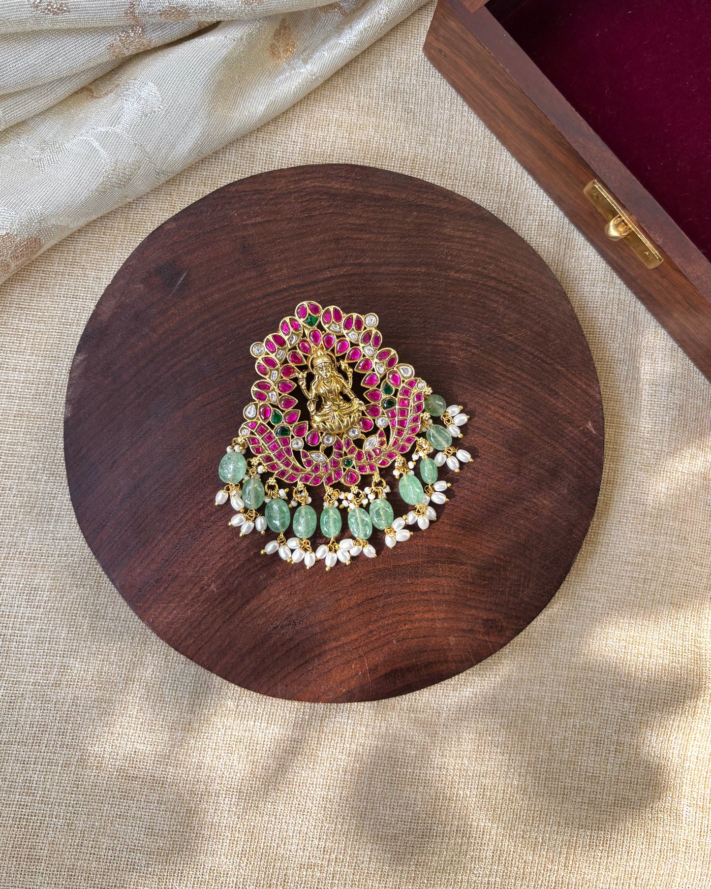 Antique Jadau Kundan Lakshmi Pendant | HA162