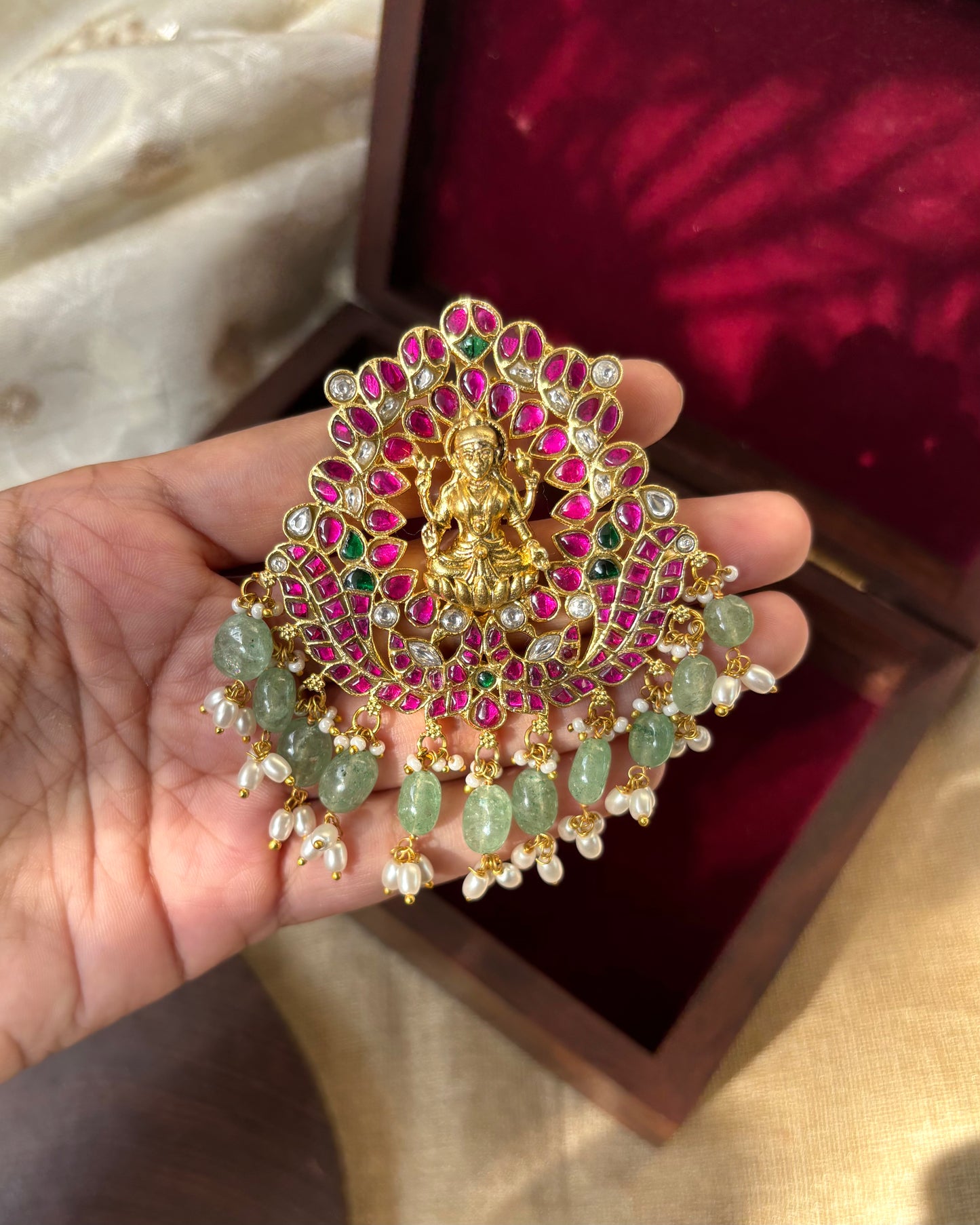 Antique Jadau Kundan Lakshmi Pendant | HA162