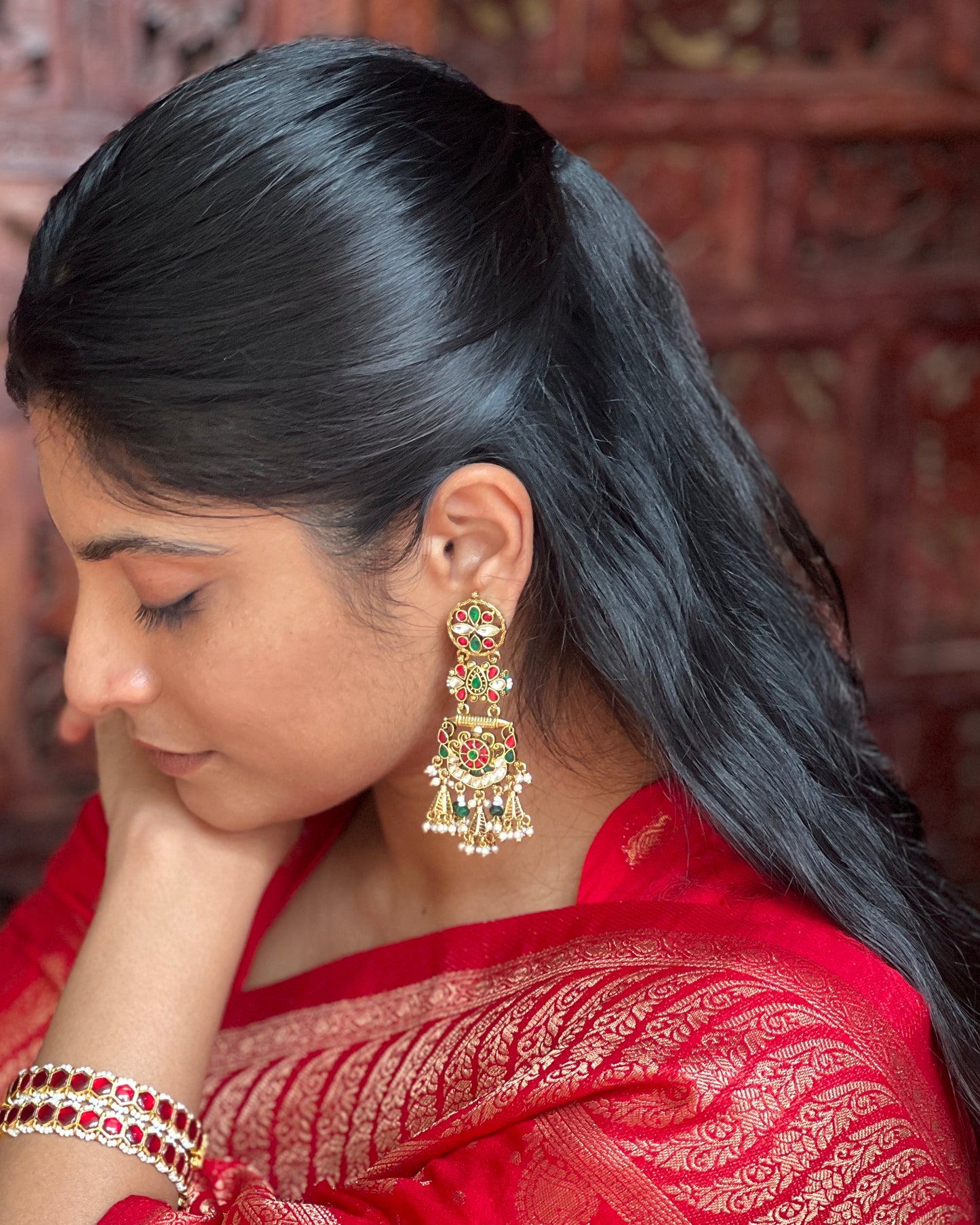 Heritage Glow Antique Kundan Earrings | ER120