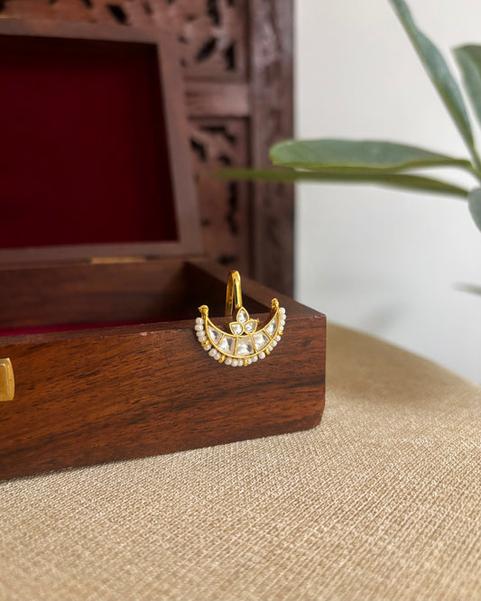 Chand Kundan Hair Pendant – Elegance for Your Braids | HA309