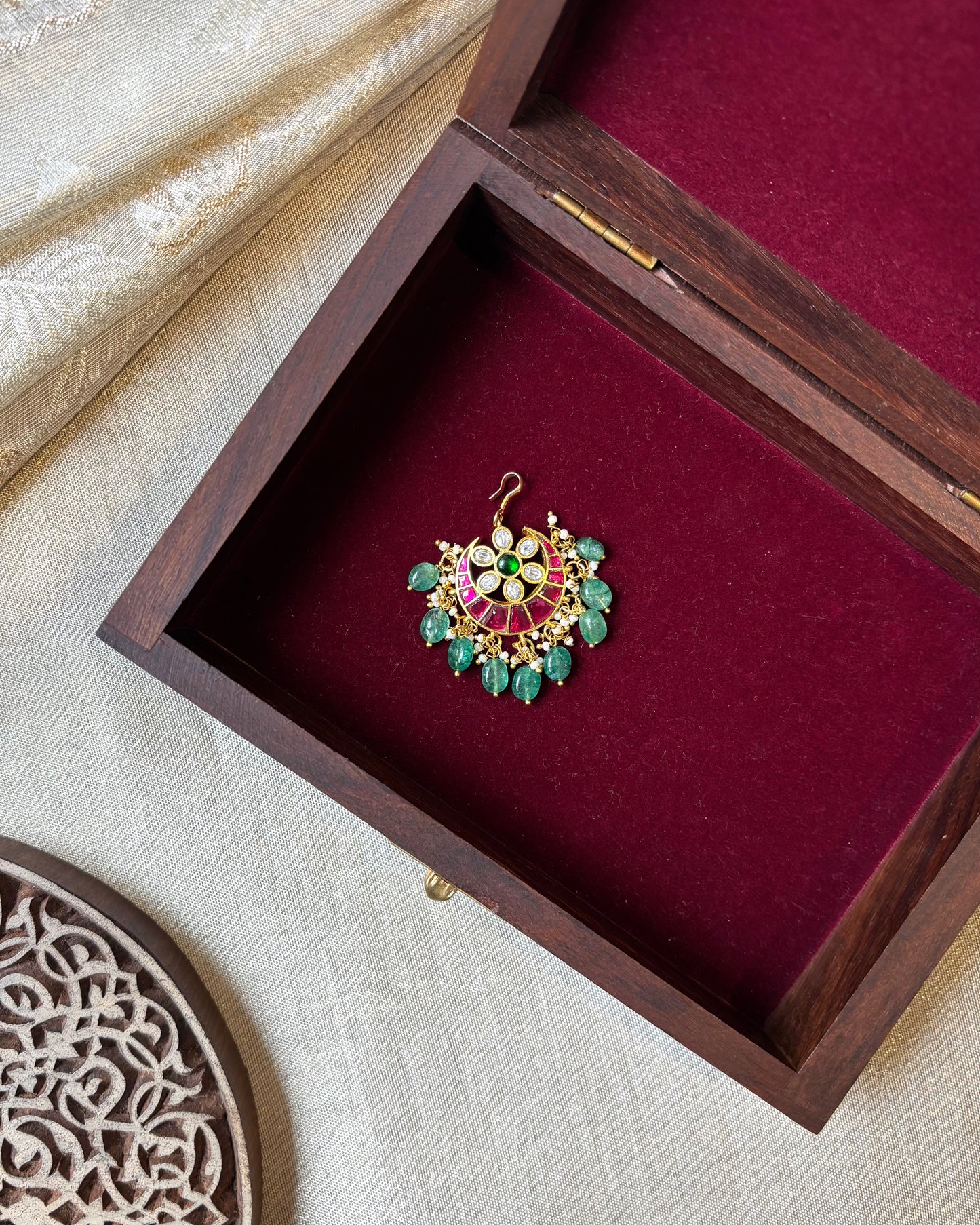 Floral Peacock Jadau Kundan Maang Tikka | MT145