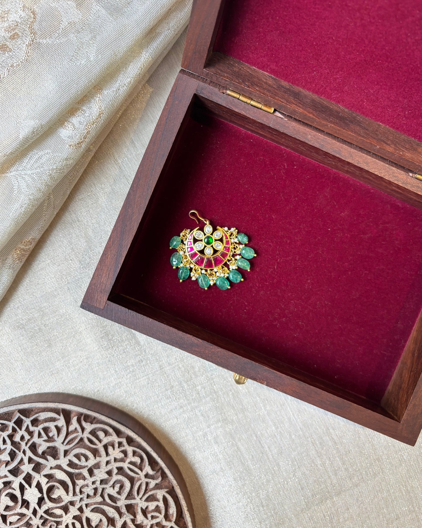 Floral Peacock Jadau Kundan Maang Tikka | MT145