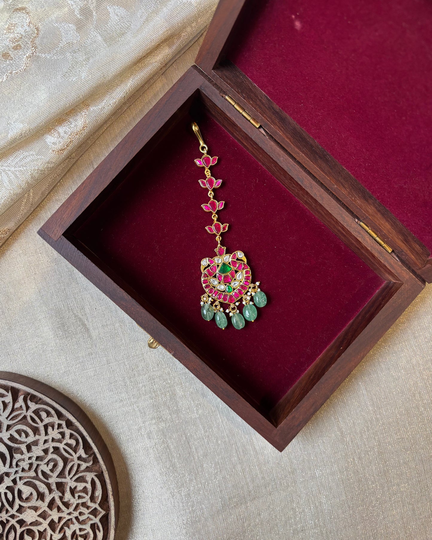 Peacock-Inspired Jadau Maang Tikka | MT147