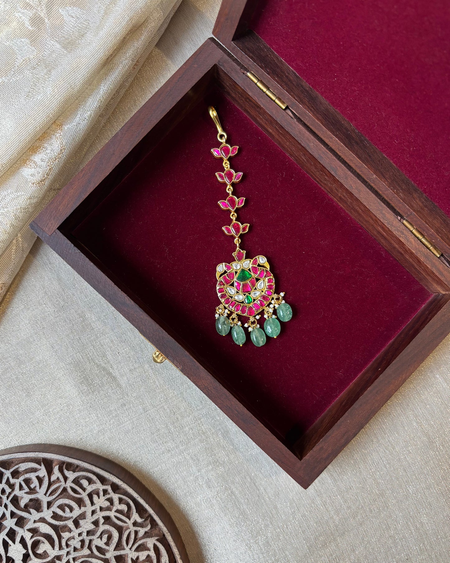 Peacock-Inspired Jadau Maang Tikka | MT147