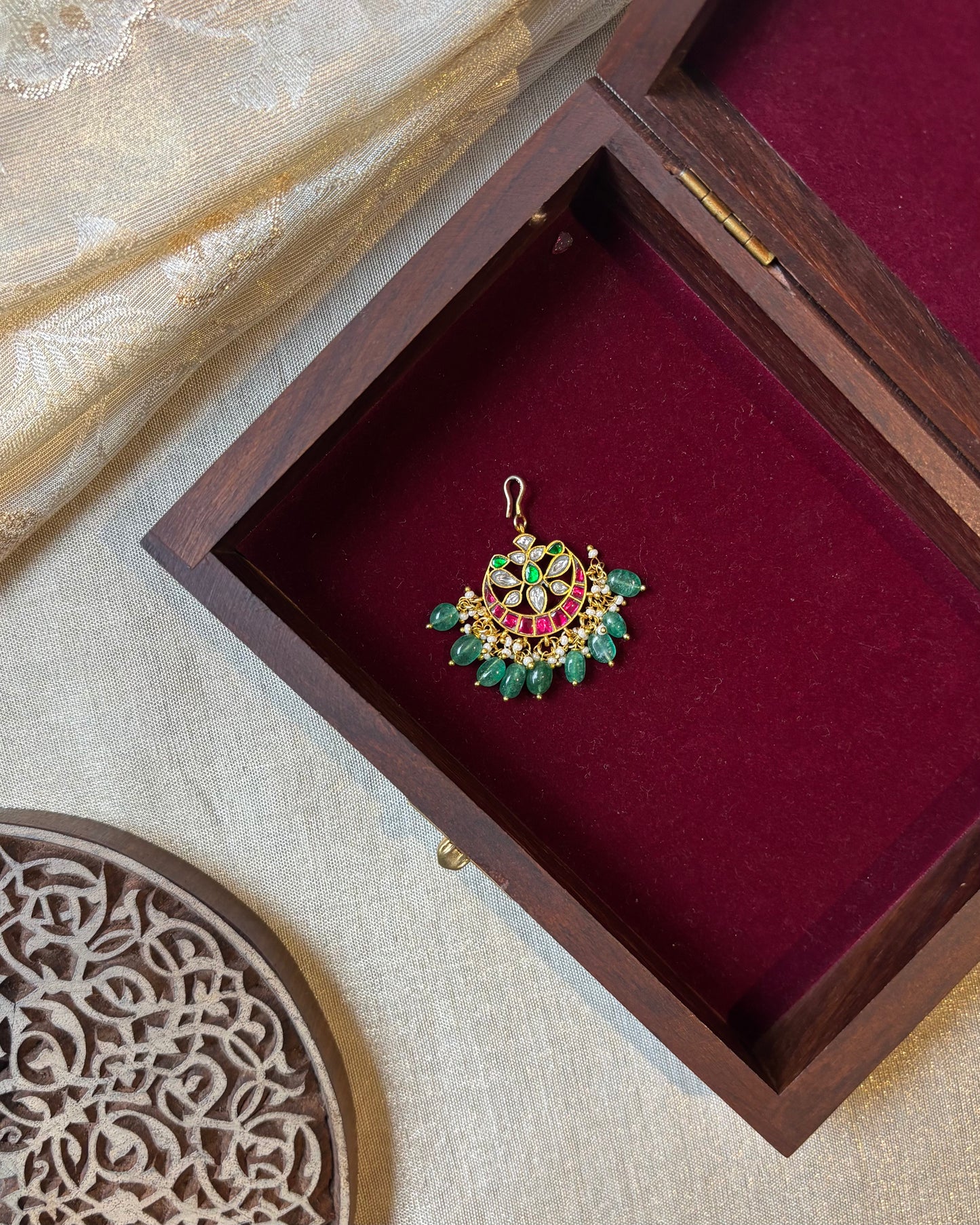 Floral Jadau Kundan Maang Tikka | MT153