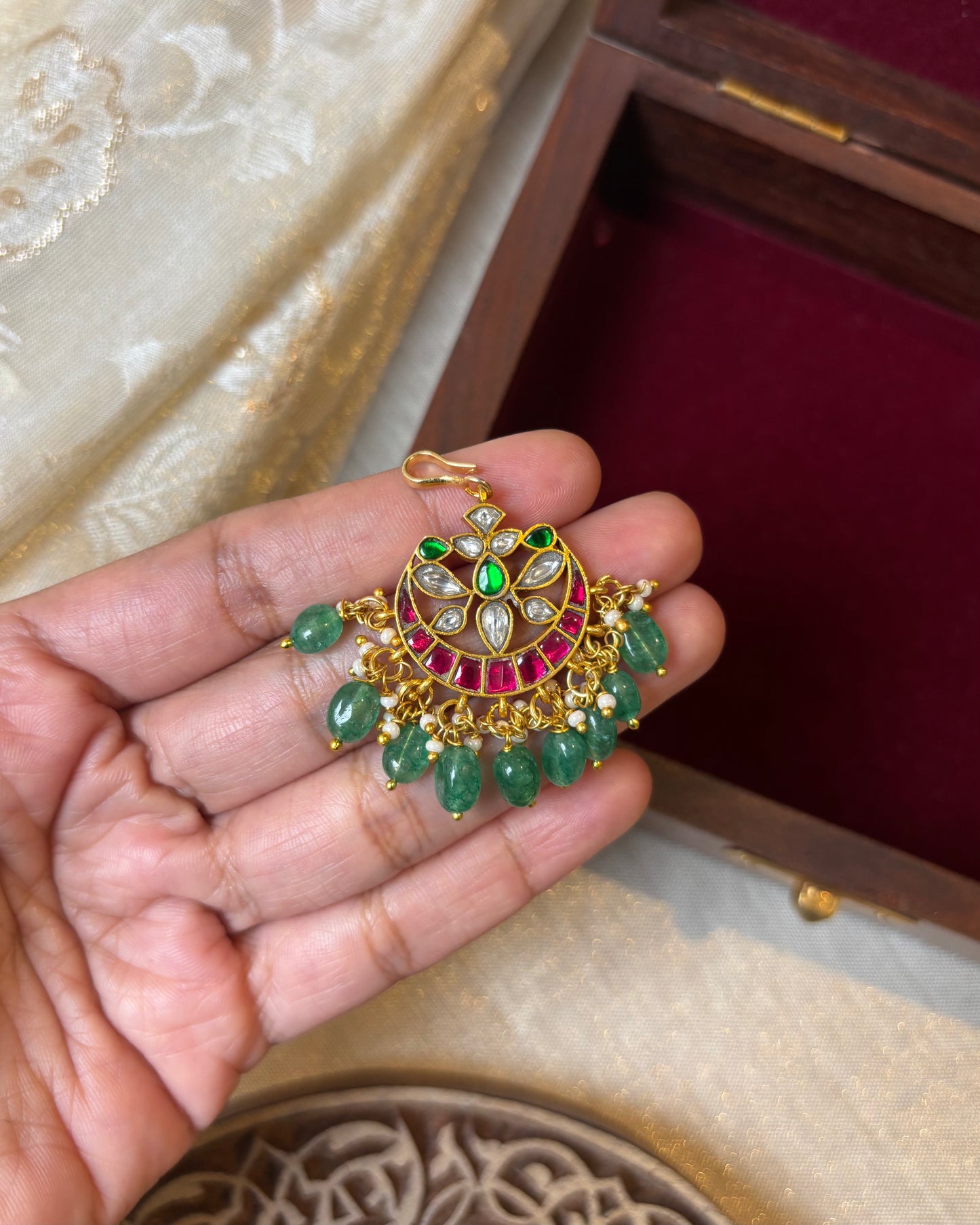 Floral Jadau Kundan Maang Tikka | MT153