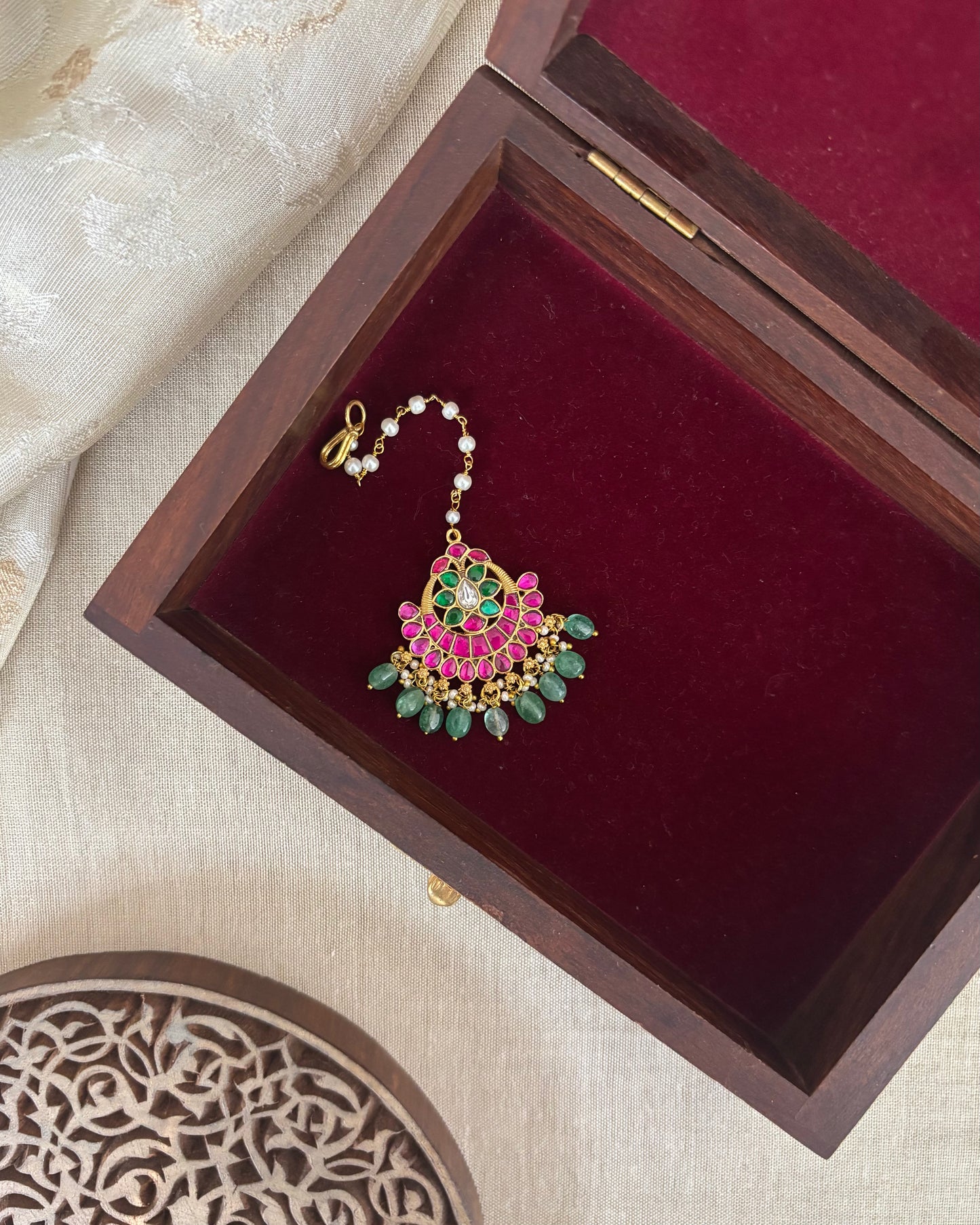 Floral Jadau Maang Tikka | MT195