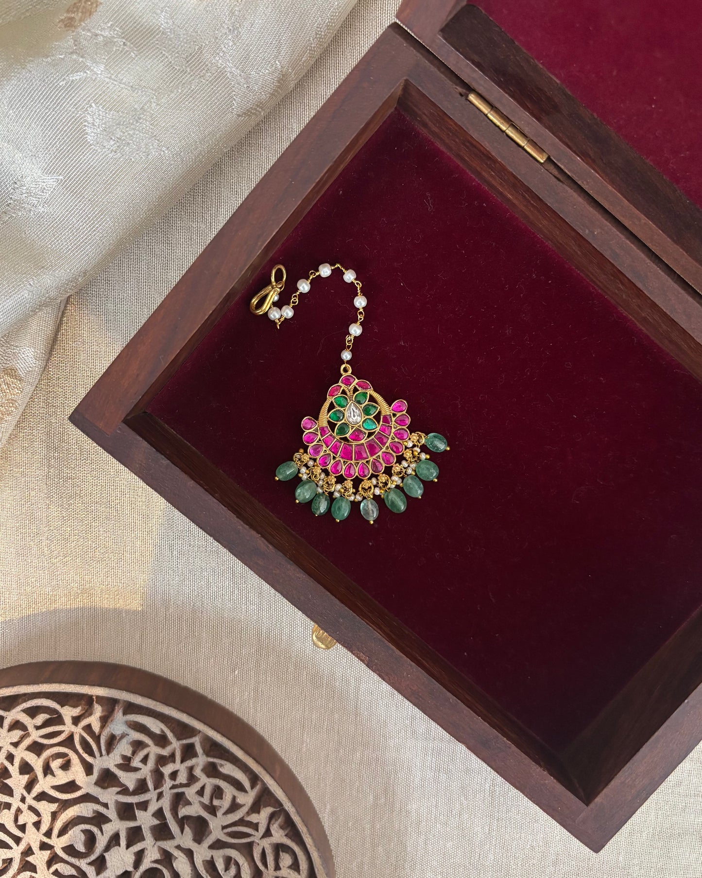 Floral Jadau Maang Tikka | MT195