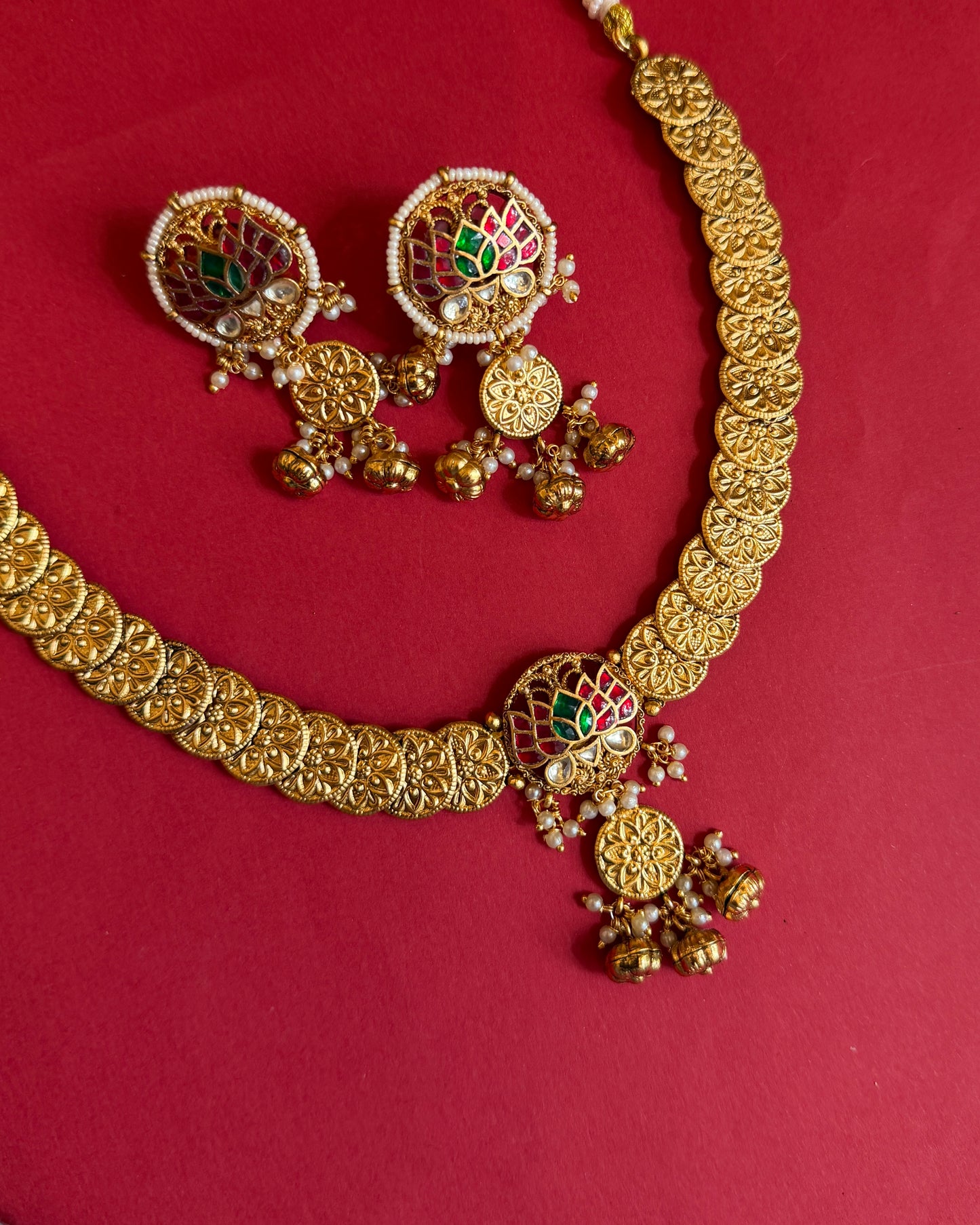 Jadau Kundan Statement Necklace with  Earrings | NC694