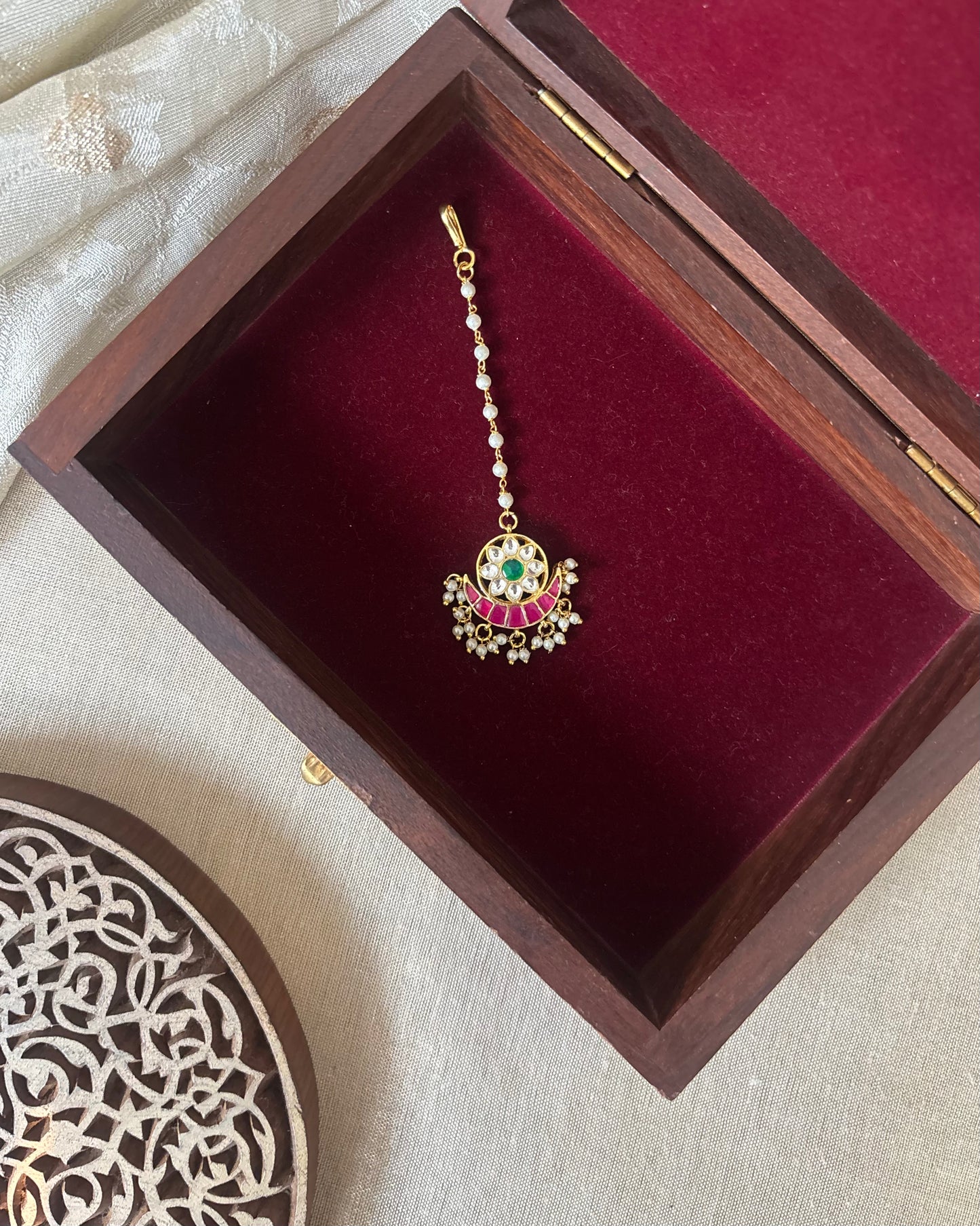 Floral Jadau Maang Tikka | Multi Colour | MT279