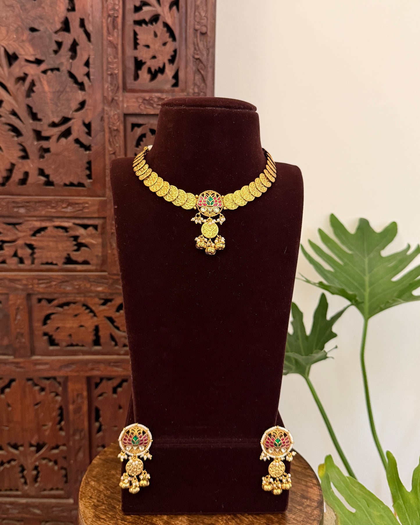 Jadau Kundan Statement Necklace with  Earrings | NC694