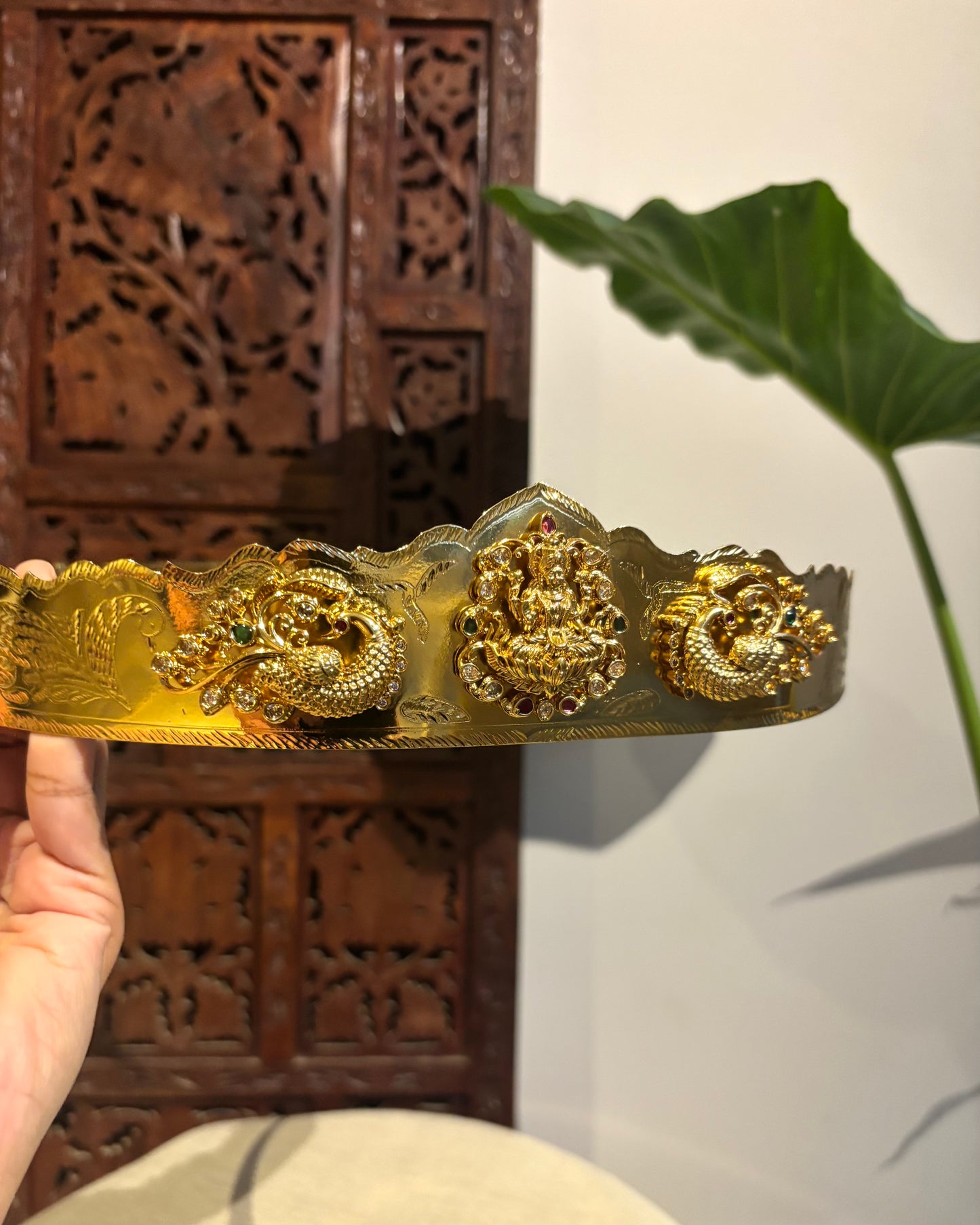 Antique Lakshmi Hipbelt with 3D Lakshmi & Peacock Motifs – Traditional Bridal Vaddanam | WB003