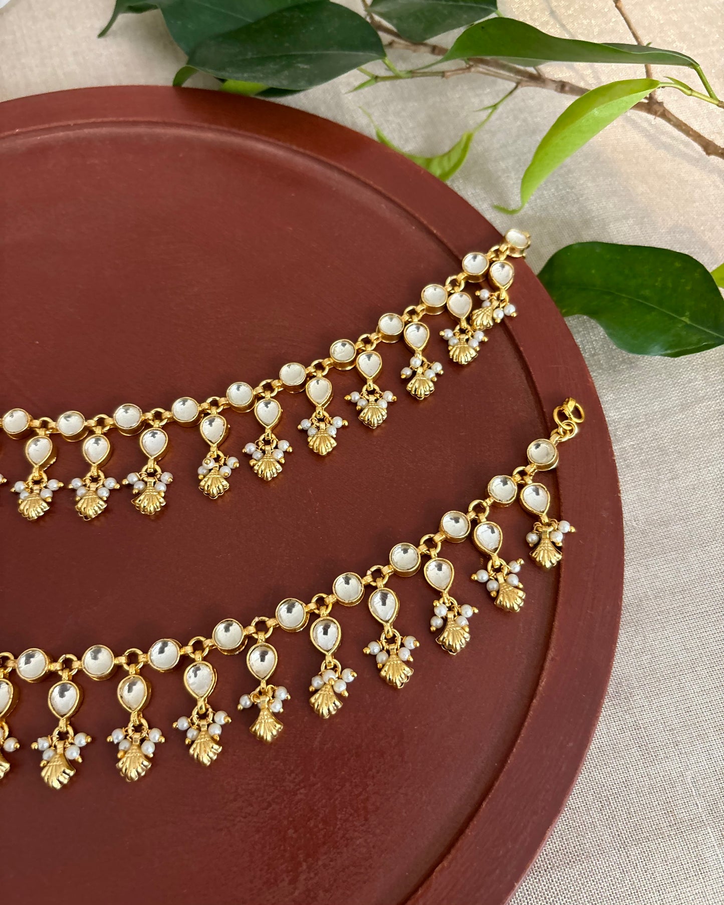 Handcrafted Pachi Kundan Anklets | AN010