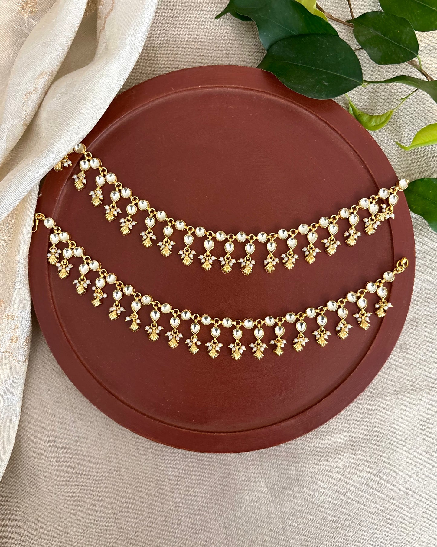 Handcrafted Pachi Kundan Anklets | AN010