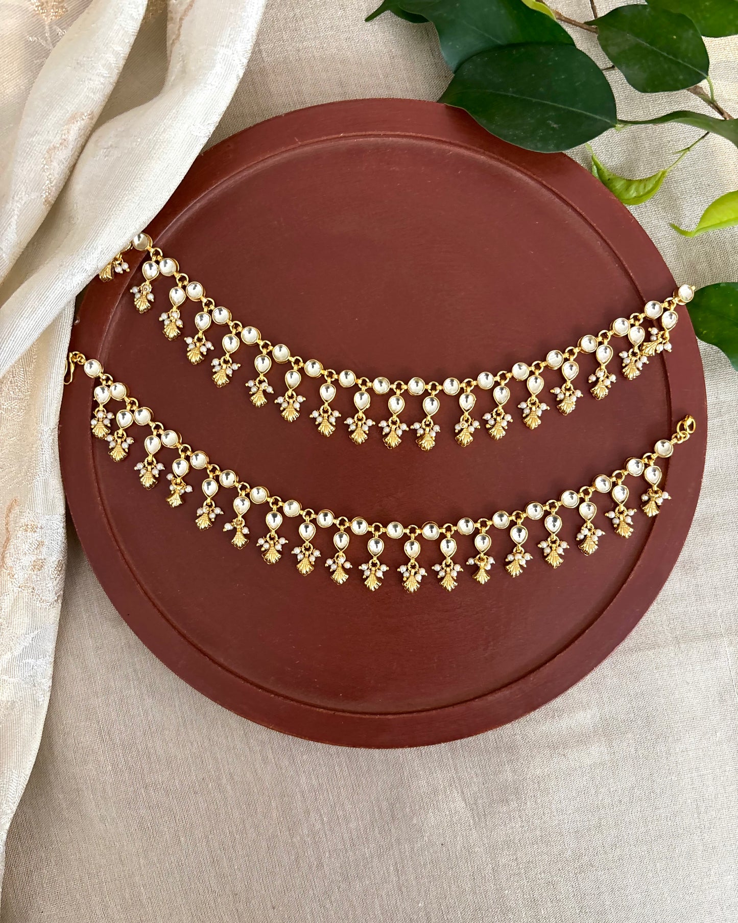 Handcrafted Pachi Kundan Anklets | AN010
