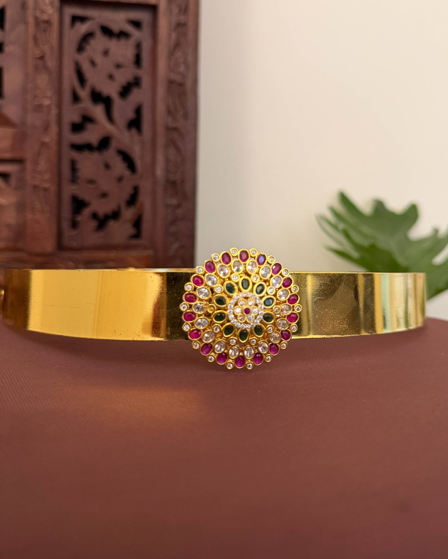 Jadau Kundan Minimal Hip Belt For Kids with Adjustable Multi-Hook Closure | WB034