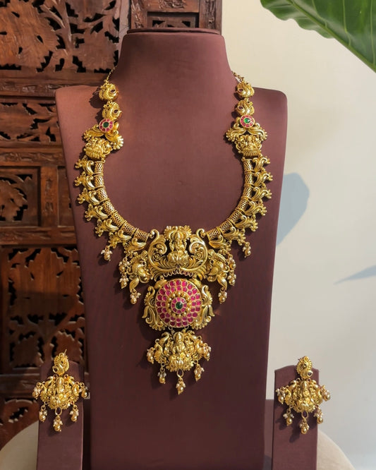 Antique Lakshmi Necklace Set - Statement Piece | NC268